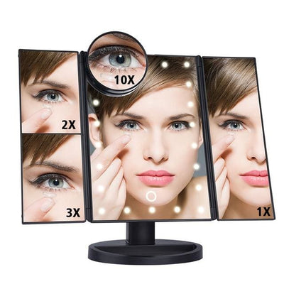 LED Touchscreen Mirror - United States / 22 Lights Fold Black